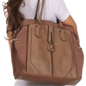 “Margo” Color-block Tote Shopper Satchel